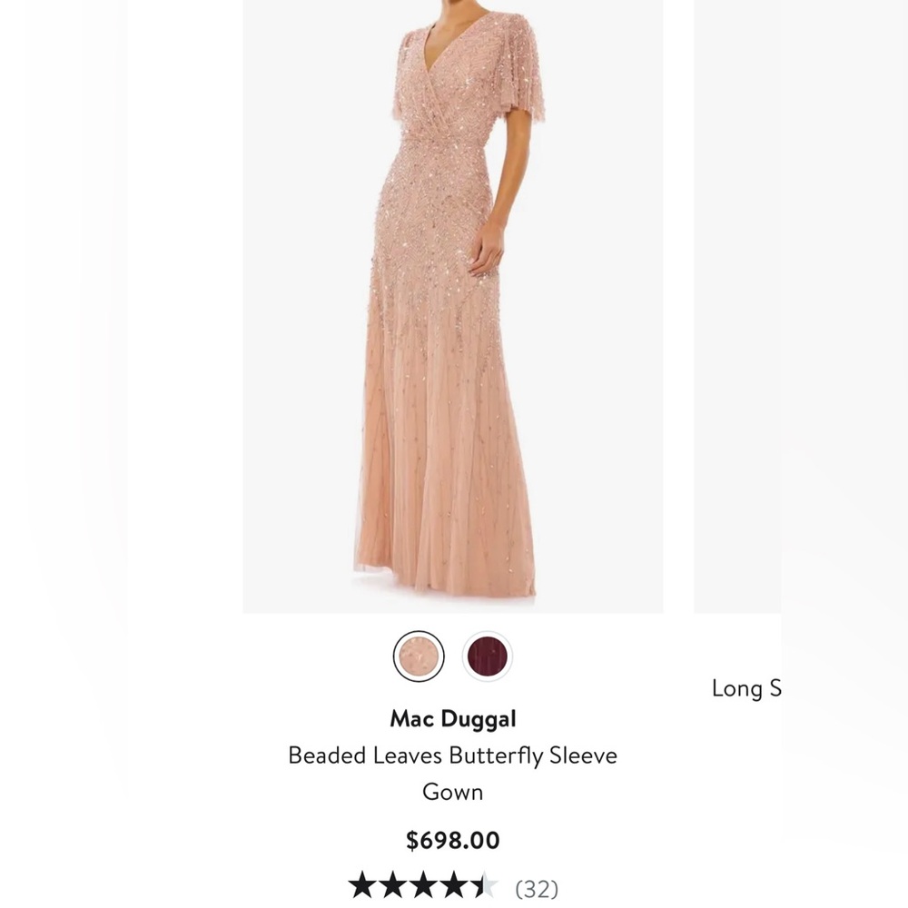 MAC DUGGAL Beaded Leaves Butterfly Sleeves Gown 14 - $698 orig.